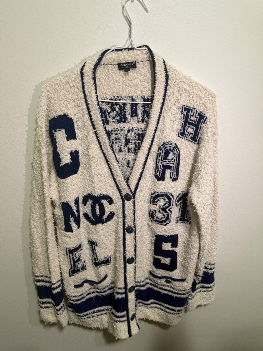 Chanel Pre-Spring 2019 Bouclé Varsity Oversized Cardigan (High Quality Replica)